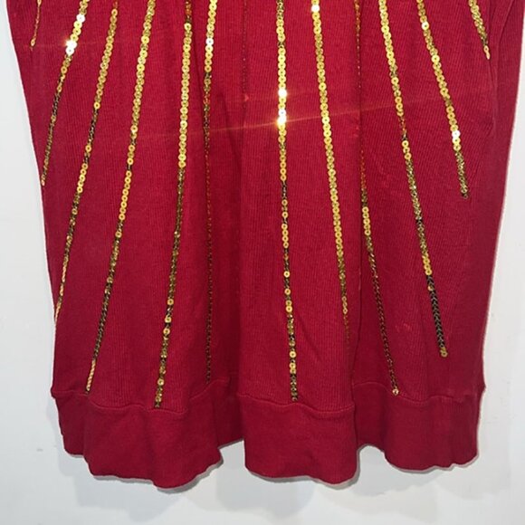 Love moschino red gold sequins vneck blouse size 10 - Picture 4 of 10